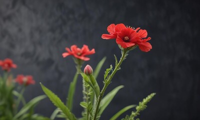 Antholyza aethiopica long stem bright red flower, bright red blooms, wildflowers of egypt