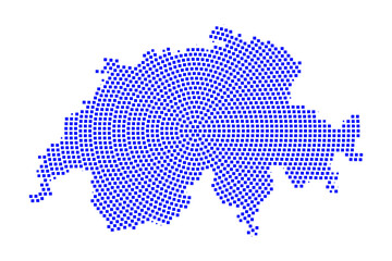 Fototapeta premium Abstract graphic Switzerland map from pixel blue on a white background. Vector illustration. 