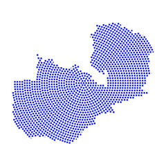 Obraz premium Abstract graphic Zambia map from pixel blue on a white background. Vector illustration. 