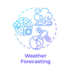 Weather forecasting blue gradient concept icon. Analysis of atmospheric data models. Application of meteorology. Round shape line illustration. Abstract idea. Graphic design. Easy to use in article