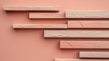 Obraz premium Abstract Composition of Textured Wooden Slats on Peach Background
