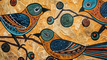 Fototapeta premium Australian Aboriginal dot painting style art, Generative AI