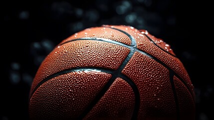 Basketball on a dark background representing sport and athleticism AI generated