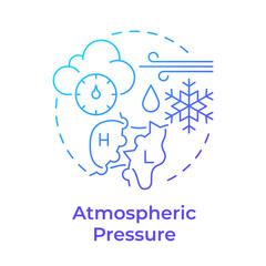 Atmospheric pressure blue gradient concept icon. Predicting weather changes by air weight. Natural phenomena. Round shape line illustration. Abstract idea. Graphic design. Easy to use in presentation