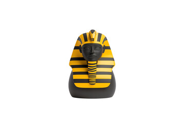 Fototapeta premium A detailed statue of an ancient Egyptian pharaoh, adorned with a striped headdress and intricate facial features.