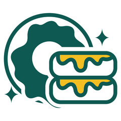 Donut green and yellow style icon