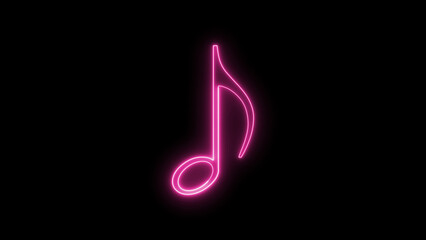 
Neon glowing single music icon concept in neon circle. neon glowing single musical note icon abstract design on black background.