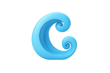 Fototapeta premium A stylized blue wave, elegantly curling, represents fluid motion and marine themes.