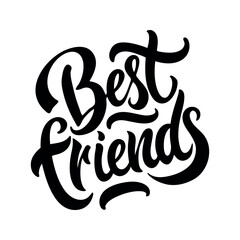 Calligraphic text “Best Friends”, black on white background
