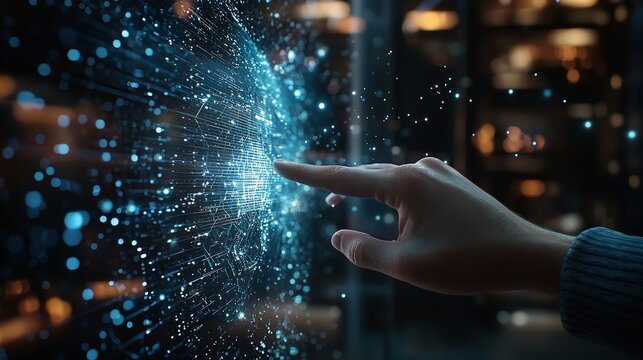 AI Technology A Hand Interacting with AI Technology