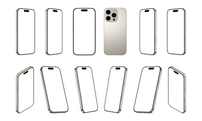 Smartphone Transparent PNG Image, Blank template for mockup, Highly detailed, Realistic Render, High Resolution
