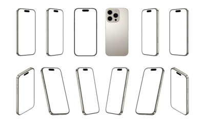 Smartphone Transparent PNG Image, Blank template for mockup, Highly detailed, Realistic Render, High Resolution
