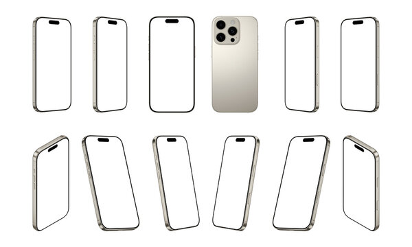 Smartphone Transparent PNG Image, Blank template for mockup, Highly detailed, Realistic Render, High Resolution

