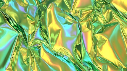 A seamless iridescent texture with bright neon green and yellow tones on a sleek background