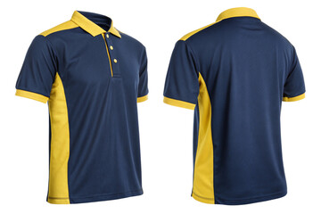 navy Blue-yellow two color polo T-Shirt Mockup - Front and Back View