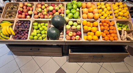 asortyment wystawa owoców i warzyw