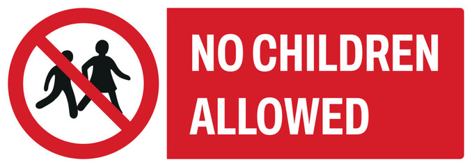 ISO prohibition safety signs uppercase text_no children allowed_landscape size 1/2 a4,a3,a2,a1