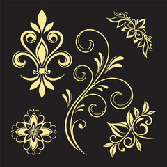 Decorative Elegant Floral Ornament Vector Set