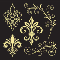 Decorative Elegant Floral Ornament Vector Set