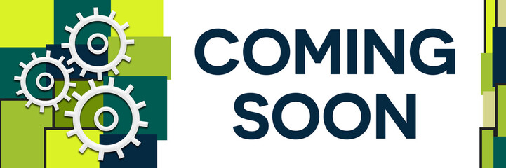 Coming Soon Green Turquoise Blue Grid Left Symbol 