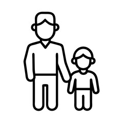 father and son icon, men’s day line art, men’s icon - simple black line art icon of father and son, for men’s day celebrations. men’s vector art.