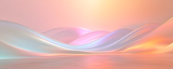 A smooth holographic gradient with soft pastel tones and an ethereal abstract glow