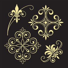 Decorative Elegant Floral Ornament Vector Set