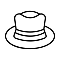 gentleman s hat icon, men’s day line art, men’s icon - simple black line art icon of gentleman s hat, for men’s day celebrations. men’s vector art.
