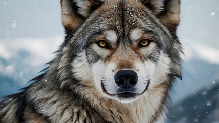 Obraz premium Majestic Winter Wolf Portrait 