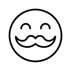 happy face with mustache icon, men’s day line art, men’s icon - simple black line art icon of happy face with mustache, for men’s day celebrations. men’s vector art.