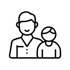 male caregiver icon, men’s day line art, men’s icon - simple black line art icon of male caregiver, for men’s day celebrations. men’s vector art.