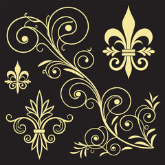 Decorative Elegant Floral Ornament Vector Set