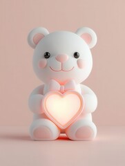 Cute teddy bear lamp holding a heart, perfect for a cozy or romantic ambiance.