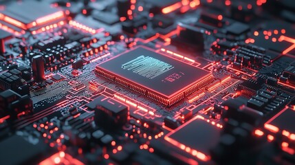 Fototapeta premium Artificial Intelligence Chip Concept Attached to Circuit Board