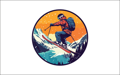 Vector set Silhouette of a skier in winter Ski silhouette isolated vector design eps