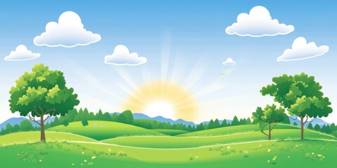 Picturesque Mountain View Framed By Trees And Green Grass