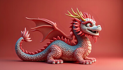 Obraz premium a 3d model of a red dragon on a red background