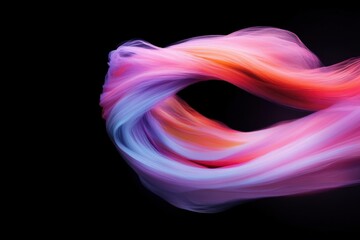 Colorful veil painting light trails with long exposure on black background