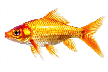 Fototapeta premium Vibrant Goldfish Isolated on White Background with Detailed Scales and Fins, Bright Orange Fish Illustration