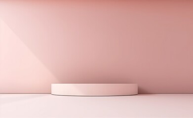 soft pink wall and floor minimal product presentation scene round podium in center