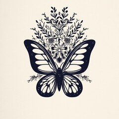 Fototapeta premium Floral Butterfly Mandala Tattoo Design Illustration