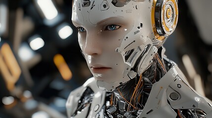 Fototapeta premium Artificial Intelligence in Humanoid Head 16K Resolution