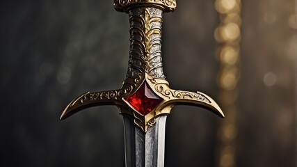 The legendary Excalibur sword, embodying the timeless quest for heroism and noble leadership