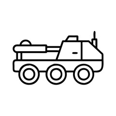 historic military vehicle icon, veterans day icon line art, veterans icon  - simple black line art icon of historic military vehicle, for veterans day celebrations. veterans vector art.