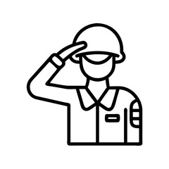 soldier s salute icon icon, veterans day icon line art, veterans icon  - simple black line art icon of soldier s salute icon, for veterans day celebrations. veterans vector art.