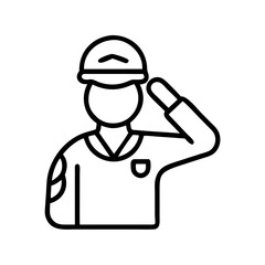 soldier s salute icon icon, veterans day icon line art, veterans icon  - simple black line art icon of soldier s salute icon, for veterans day celebrations. veterans vector art.