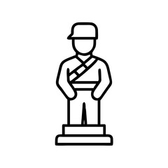 statue of a soldier icon, veterans day icon line art, veterans icon  - simple black line art icon of statue of a soldier, for veterans day celebrations. veterans vector art.