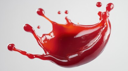 Dynamic Splash of Red Liquid, Ketchup or Sauce.