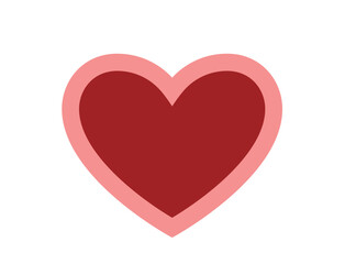 decorative red heart with pink border. love, romantic and valentines design element. isolated vector image