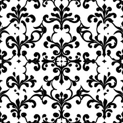 Elegant Damask Pattern: A sophisticated and intricate black and white damask pattern, perfect for adding a touch of classic elegance to your designs.